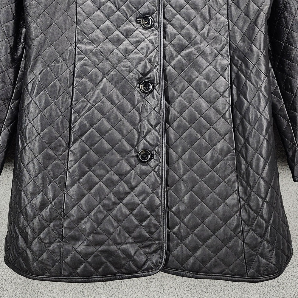 Neiman Marcus Exclusive Vintage Black Quilted Lamb Leather Jacket Coat Womens XL - Picture 9 of 12